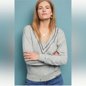 Anthropologie &. Layered Central V-Neck Pullover